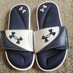 Under Armour Navy and White Adjustable Slide Sandals